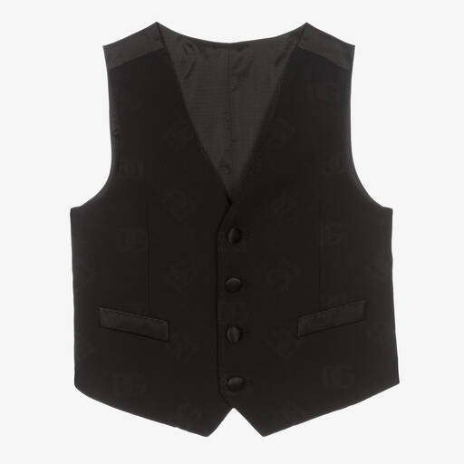 Dolce & Gabbana-Boys Black DG Logo Waistcoat | Childrensalon Outlet