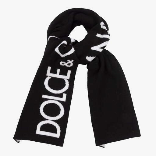 Dolce & Gabbana-Boys Black Knitted Wool Scarf | Childrensalon Outlet