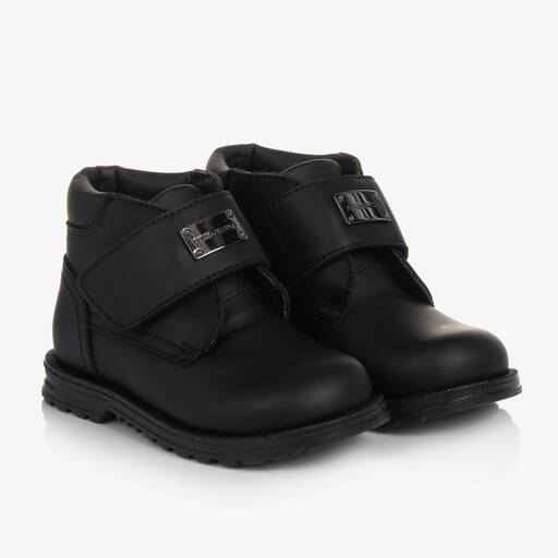 Dolce & Gabbana-Boys Black Leather Ankle Boots | Childrensalon Outlet