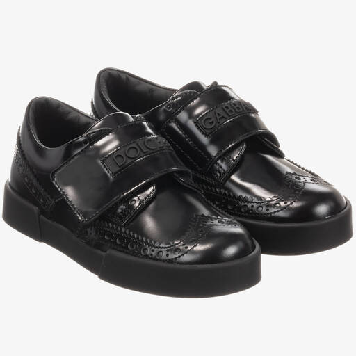 Dolce & Gabbana-حذاء بروغ جلد لون أسود للأولاد | Childrensalon Outlet