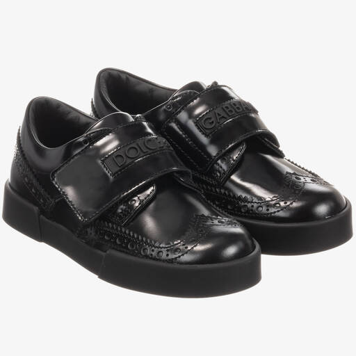 Dolce & Gabbana-Schwarze Leder-Halbschuhe für Jungen | Childrensalon Outlet