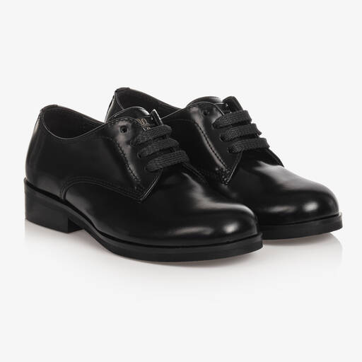 Dolce & Gabbana-Chaussures noires en cuir à lacets | Childrensalon Outlet