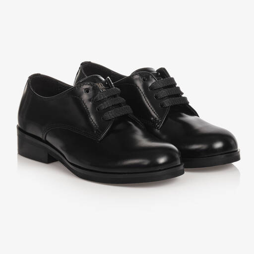 Dolce & Gabbana-Schwarze Leder-Schnürschuhe (J) | Childrensalon Outlet