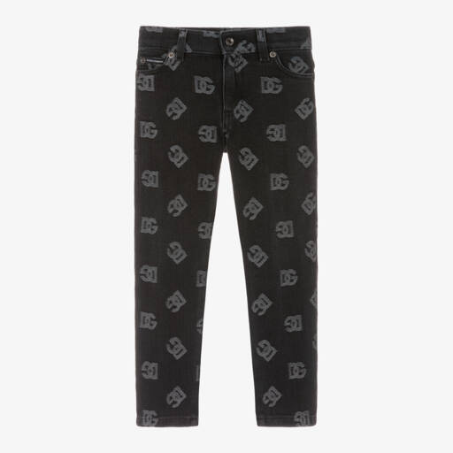 Dolce & Gabbana-Boys Black Monogram Denim Trousers | Childrensalon Outlet