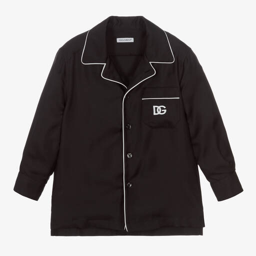 Dolce & Gabbana-قميص حرير لون أسود للأولاد | Childrensalon Outlet