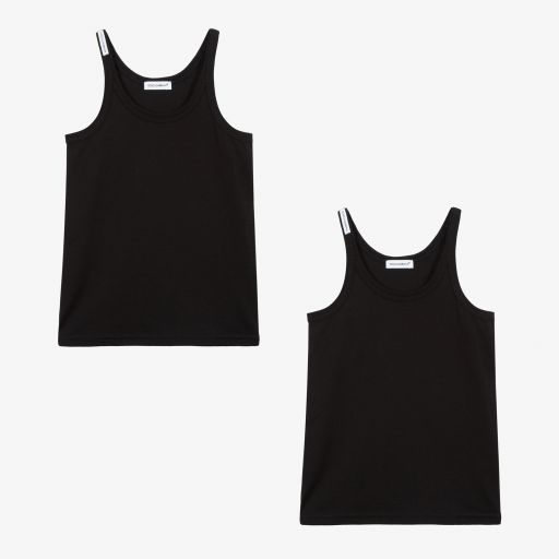 Dolce & Gabbana-Boys Black Vests (2 Pack) | Childrensalon Outlet