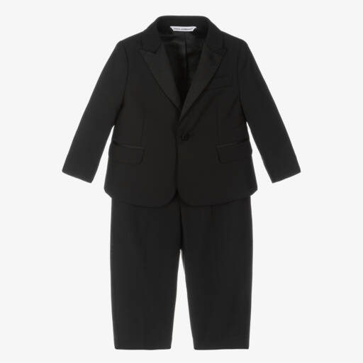 Dolce & Gabbana-Boys Black Wool 2 Piece Suit | Childrensalon Outlet