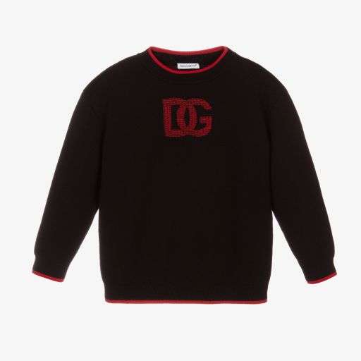 Dolce & Gabbana-Boys Black Wool Logo Sweater | Childrensalon Outlet