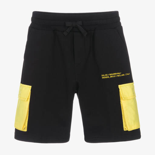 Dolce & Gabbana-Boys Black & Yellow Logo Shorts | Childrensalon Outlet
