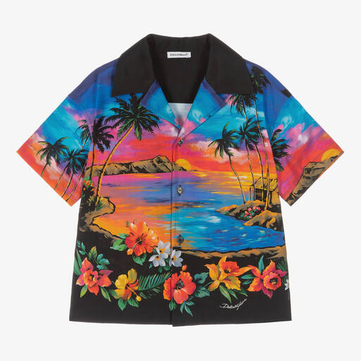 Dolce & Gabbana-Boys Blue & Black Hawaii Shirt | Childrensalon Outlet