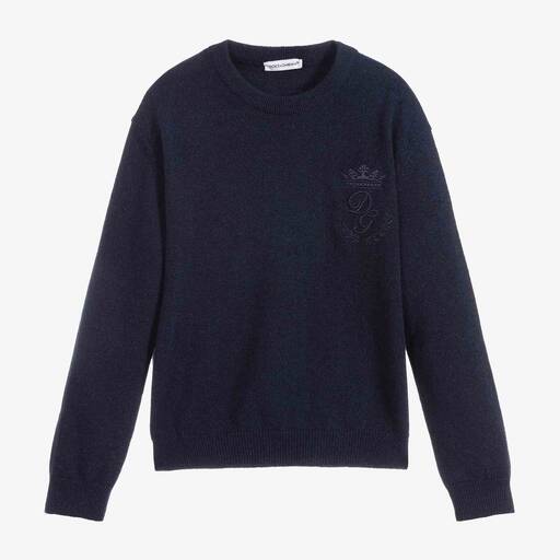 Dolce & Gabbana-Pull bleu en cachemire Garçon | Childrensalon Outlet