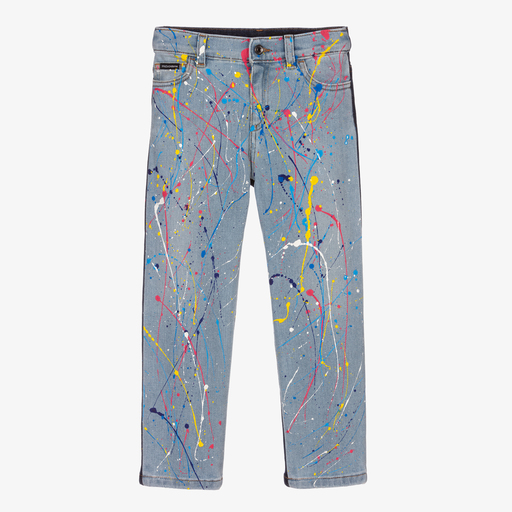 Dolce & Gabbana-Boys Blue Colour Splash Jeans | Childrensalon Outlet