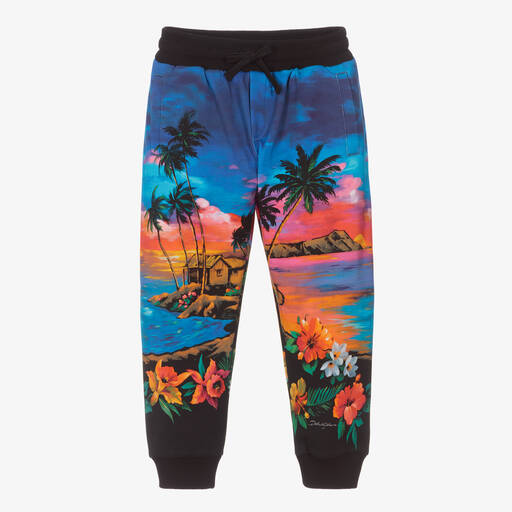 Dolce & Gabbana-Boys Blue Cotton Hawaiian Joggers  | Childrensalon Outlet