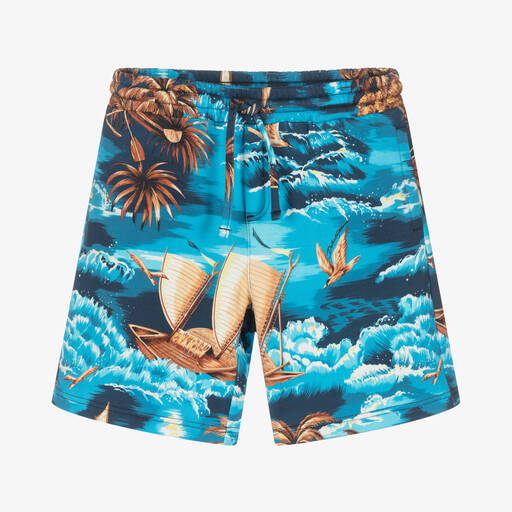 Dolce & Gabbana-Boys Blue Cotton Jersey Hawaii Shorts | Childrensalon Outlet