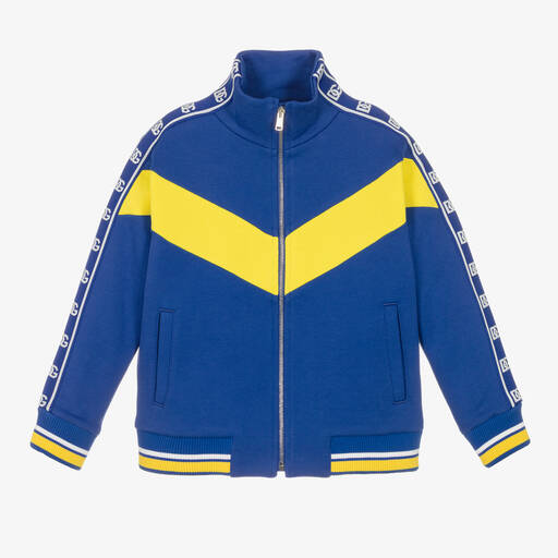 Dolce & Gabbana-Boys Blue Cotton Logo Zip-Up Top | Childrensalon Outlet