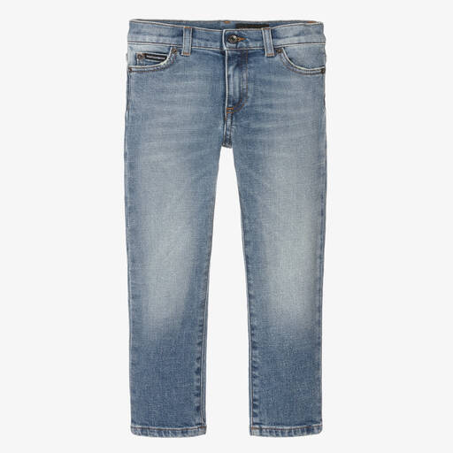 Dolce & Gabbana-Jean bleu en denim à motif garçon | Childrensalon Outlet