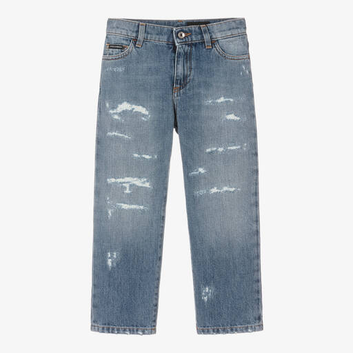 Dolce & Gabbana-Boys Blue Distressed Denim Jeans | Childrensalon Outlet