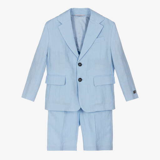 Dolce & Gabbana-Boys Blue Linen 2 Piece Suit | Childrensalon Outlet