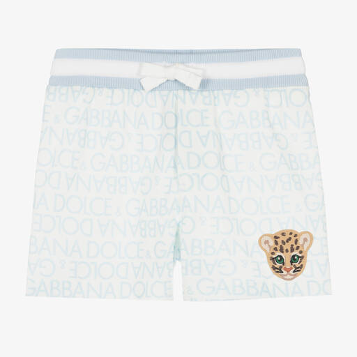 Dolce & Gabbana-Boys Blue & White Cotton Piqué Shorts | Childrensalon Outlet