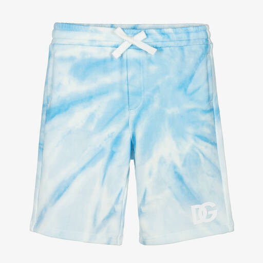 Dolce & Gabbana-Boys Blue & White Tie-Dye DG Shorts | Childrensalon Outlet