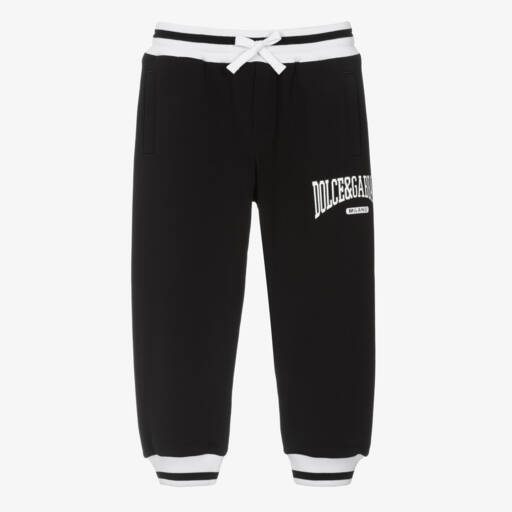 Dolce & Gabbana-Boys Cotton Black Sport Trousers | Childrensalon Outlet