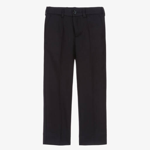 Dolce & Gabbana-Boys Dark Blue Wool Trousers | Childrensalon Outlet