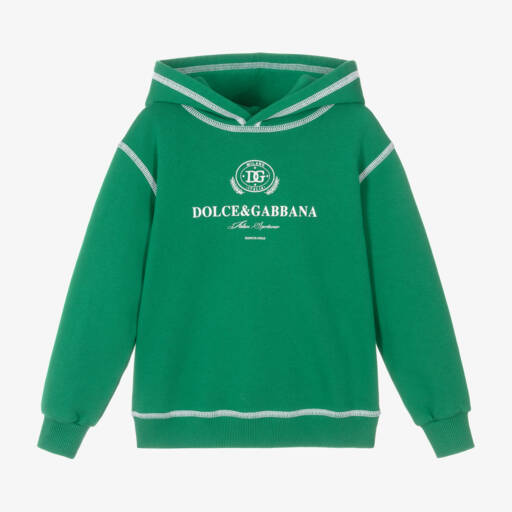 Dolce & Gabbana-هودي بشعار DG قطن لون أخضر للأولاد | Childrensalon Outlet