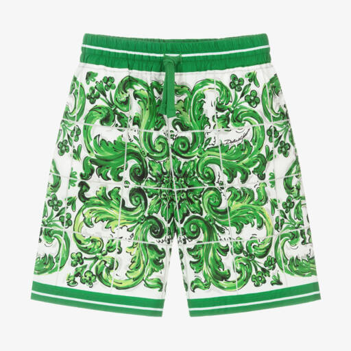 Dolce & Gabbana-Boys Green Cotton Print Bermudas | Childrensalon Outlet