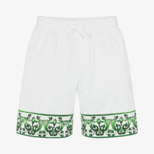 Dolce & Gabbana-Boys Green Trim White Shorts | Childrensalon Outlet