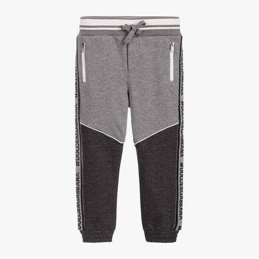 Dolce & Gabbana-Boys Grey Cotton Joggers | Childrensalon Outlet