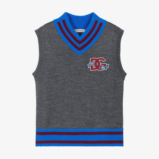 Dolce & Gabbana-Boys Grey Wool Knit Vest | Childrensalon Outlet