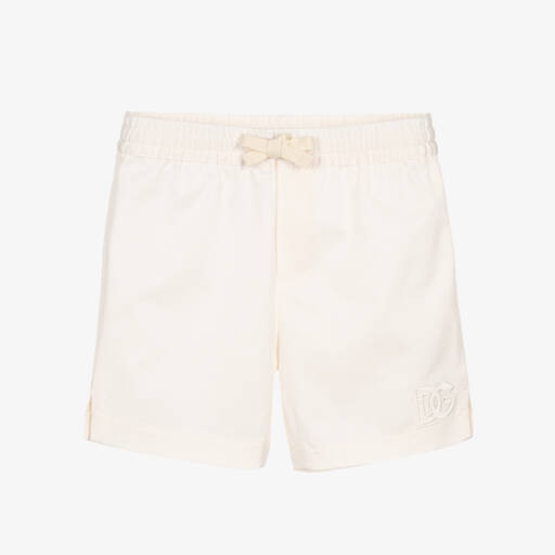 Dolce & Gabbana-Boys Ivory Cotton Crossover DG Shorts | Childrensalon Outlet