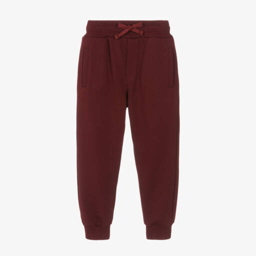 Dolce & Gabbana-Boys Maroon Cotton Joggers | Childrensalon Outlet