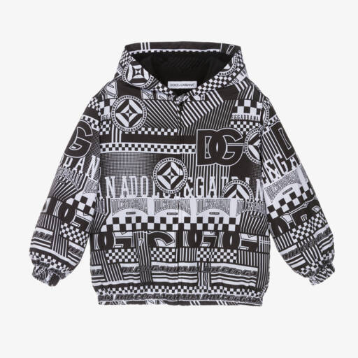Dolce & Gabbana-جاكيت بطبعة غرافيك لون أبيض وأسود للأولاد | Childrensalon Outlet