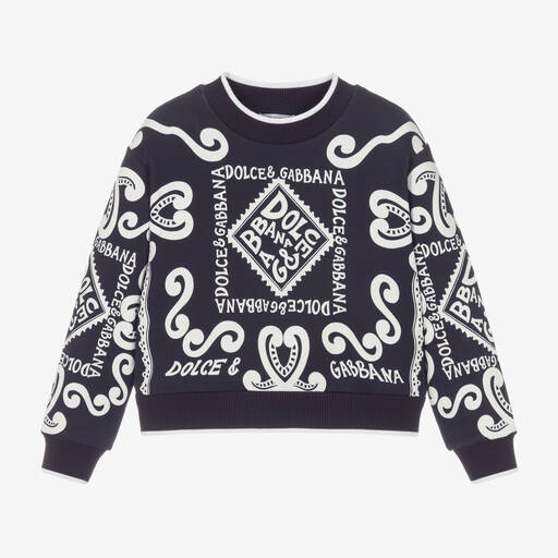 Dolce & Gabbana-Boys Navy Blue Cotton Marina Sweatshirt | Childrensalon Outlet