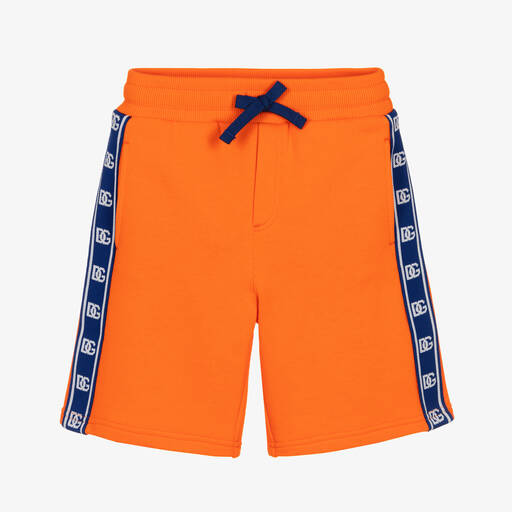 Dolce & Gabbana-Boys Orange Cotton DG Tape Shorts | Childrensalon Outlet