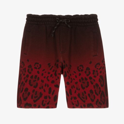 Dolce & Gabbana-Boys Red Leopard Jersey Shorts | Childrensalon Outlet