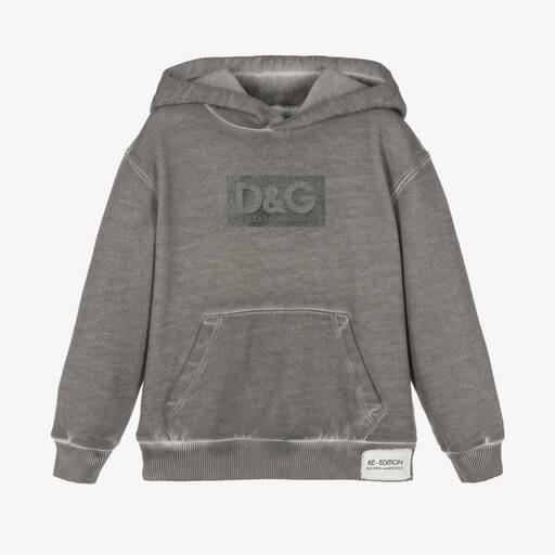 Dolce & Gabbana-Boys Washed Grey Re-Edition Hoodie | Childrensalon Outlet