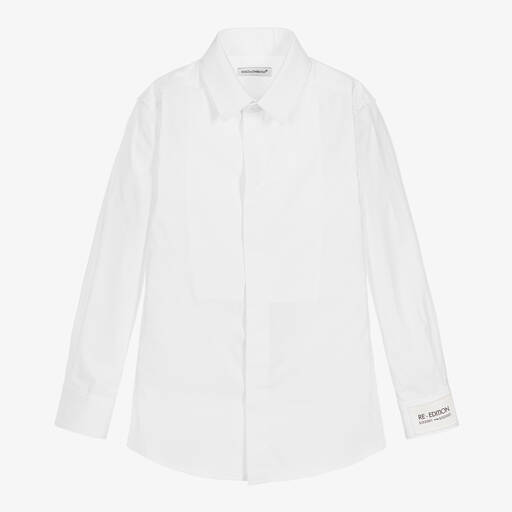 Dolce & Gabbana-قميص قطن بوبلين لون أبيض للأولاد | Childrensalon Outlet