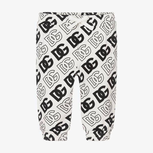 Dolce & Gabbana-Boys White DG Logo Joggers | Childrensalon Outlet