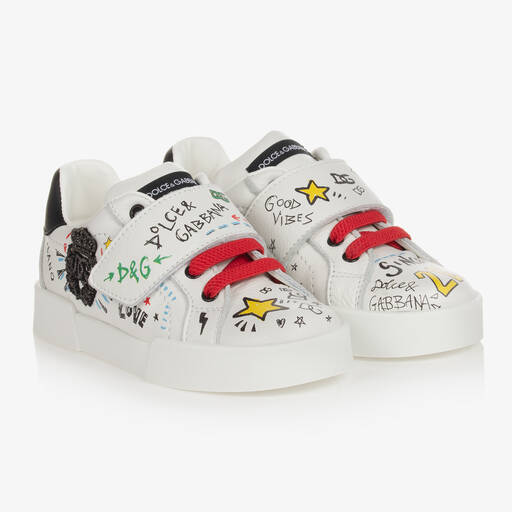 Dolce & Gabbana-Weiße Leder-Sneakers für Jungen | Childrensalon Outlet