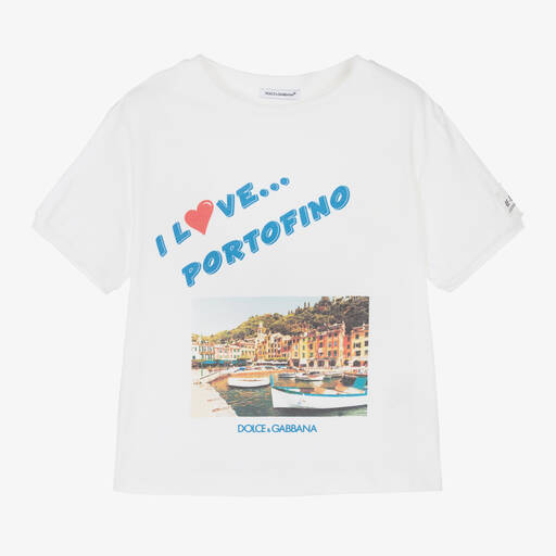Dolce & Gabbana-Boys White Portofino Re-Edition T-Shirt | Childrensalon Outlet