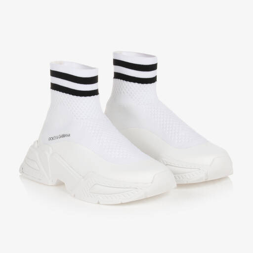 Dolce & Gabbana-Boys White Sock Trainers | Childrensalon Outlet