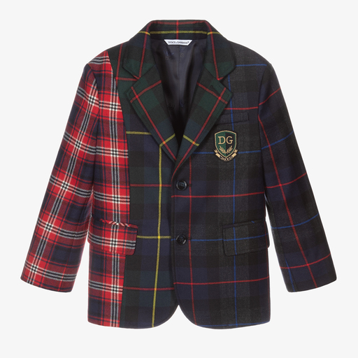 Dolce & Gabbana-Boys Wool Check Blazer | Childrensalon Outlet