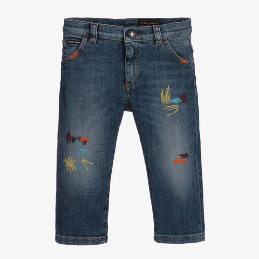 Dolce & Gabbana-Denim Multicolour Stitch Jeans | Childrensalon Outlet