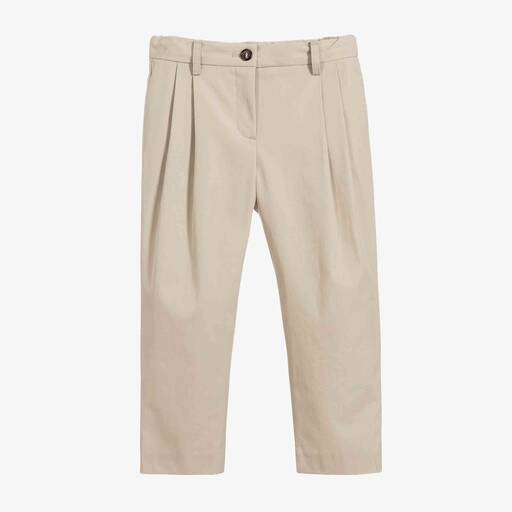 Dolce & Gabbana-Girls Beige Cotton Trousers | Childrensalon Outlet