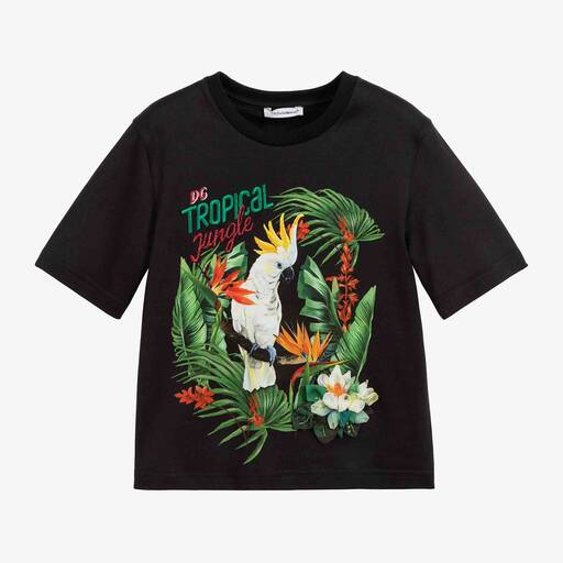 Dolce & Gabbana-تيشيرت قطن لون أسود للبنات | Childrensalon Outlet
