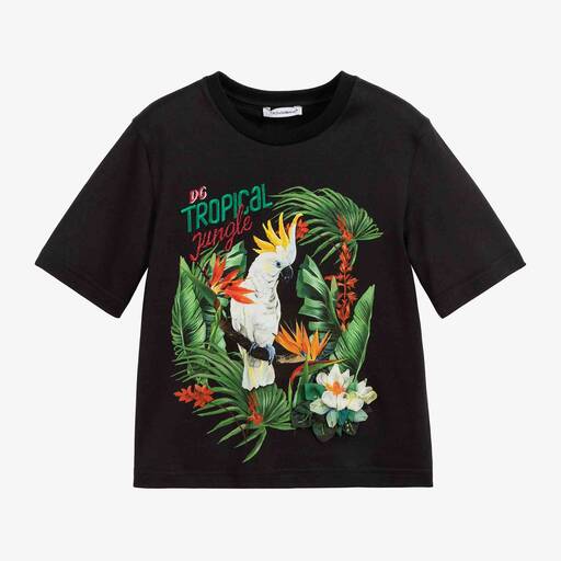 Dolce & Gabbana-Girls Black Cotton T-Shirt | Childrensalon Outlet