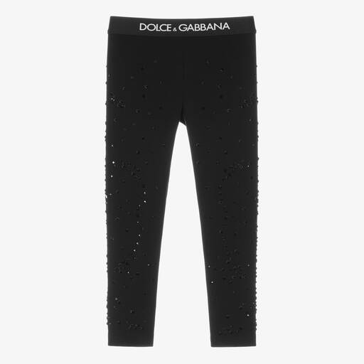 Dolce & Gabbana-Черные легинсы с кристаллами | Childrensalon Outlet