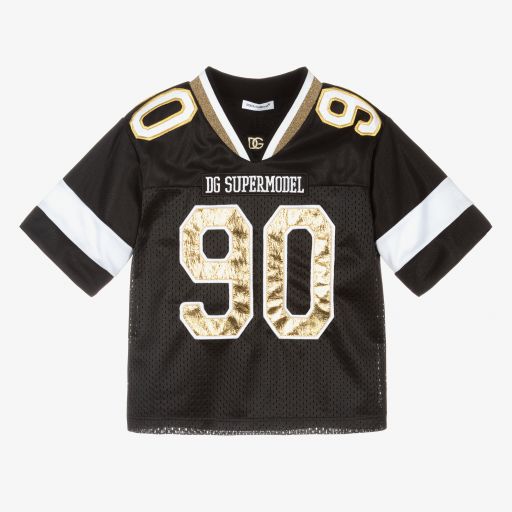 Dolce & Gabbana-Girls Black & Gold T-Shirt | Childrensalon Outlet